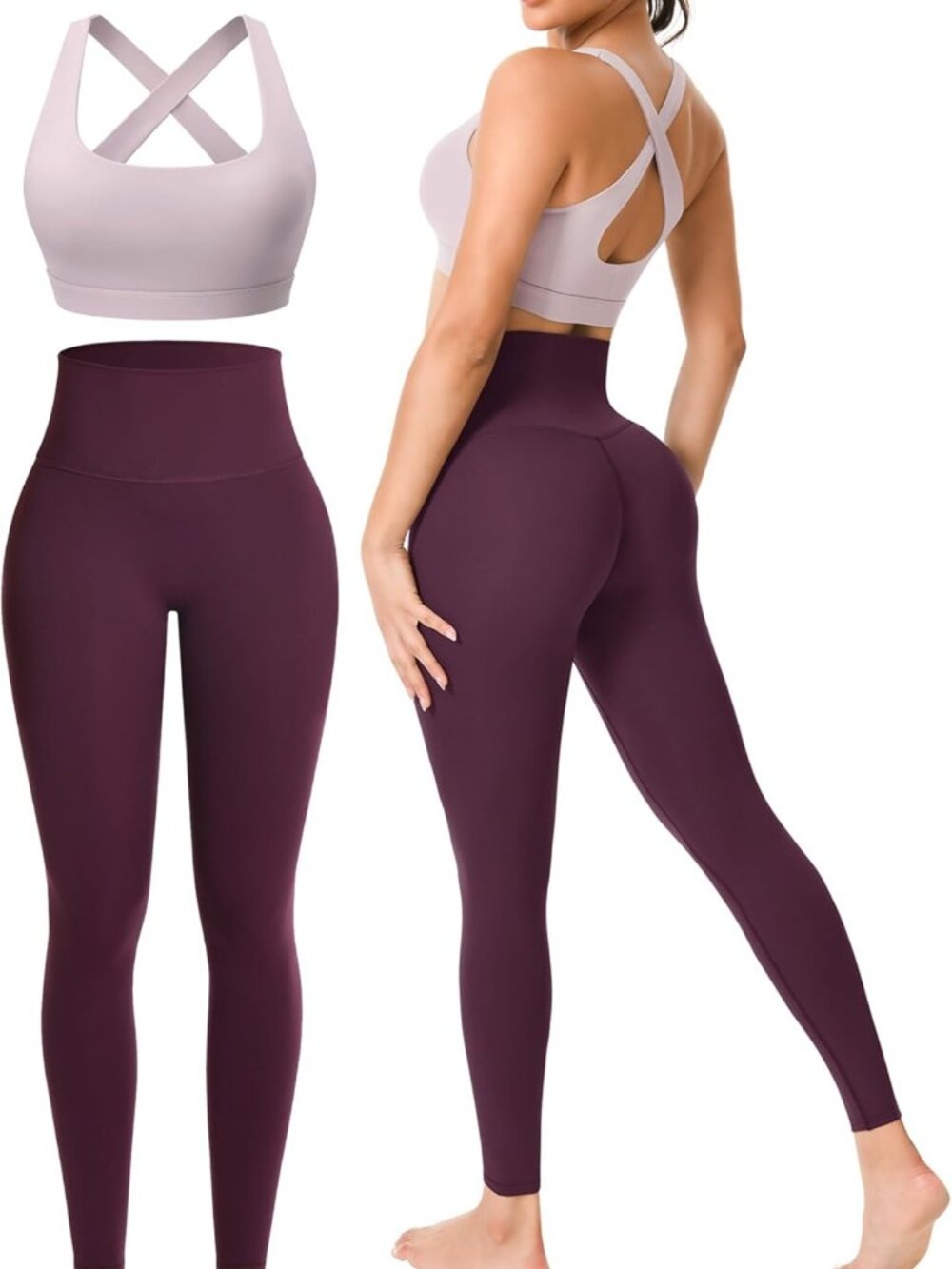 Seamless 2-Piece Workout Set for Women - Yoga Leggings & Removable Bra Padding